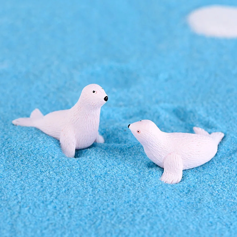 3Pcs Seals Resin Figurine Miniature Animals Ornaments for DIY Fairy Garden Bonsai Decor Moss Micro Landscape Decoration