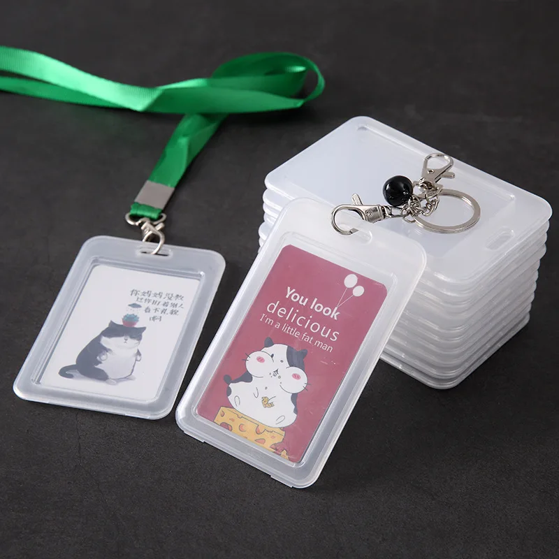 Unisex Women Men Transparent Card Cover Sleeve Work ID Clear Card Holder Protector Cover Badge Office School Supply