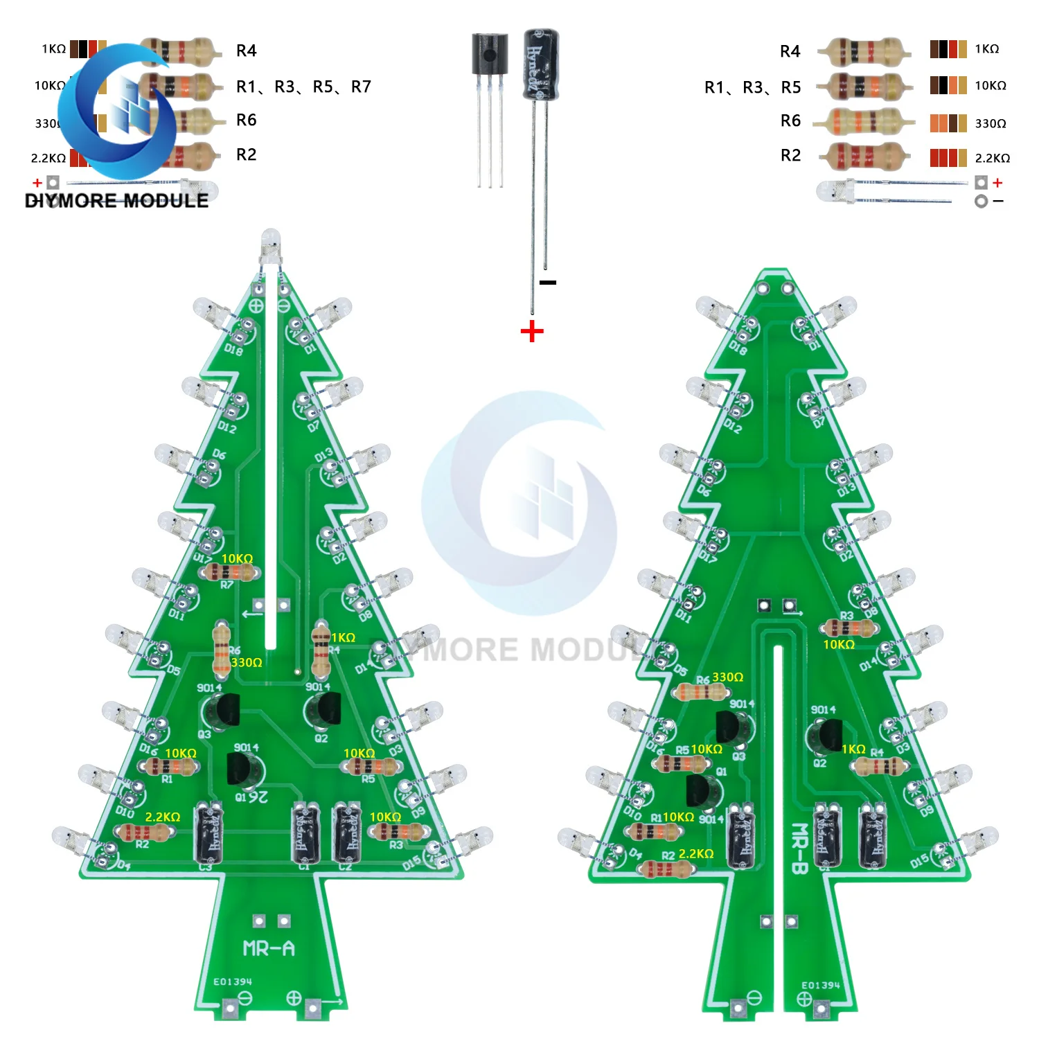 3DクリスマスツリーキットDIYLEDクリスマスツリー Three-dimensional 3d Christmas Tree Led Diy Kit Red/green