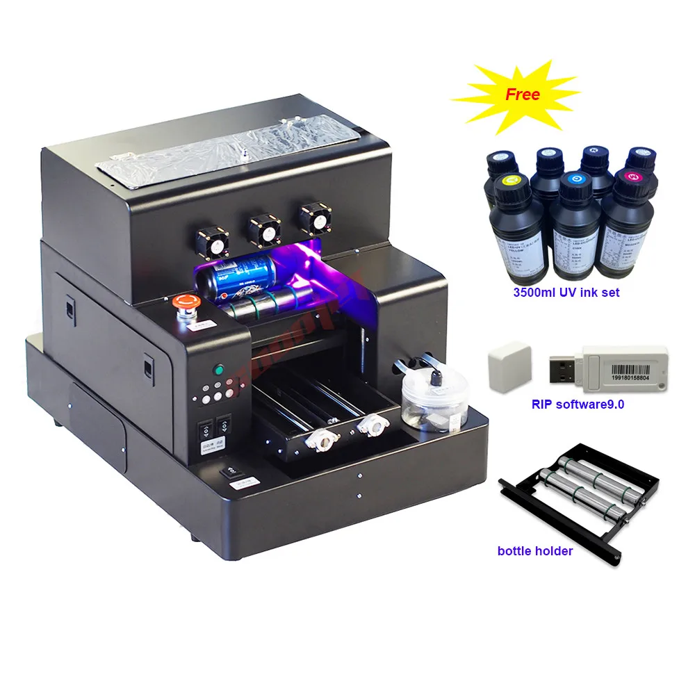 

Automatic A4 size UV printer acrylic wood glass metal Phone Case Tshirt cylinder UV led Flatbed printing machine a4
