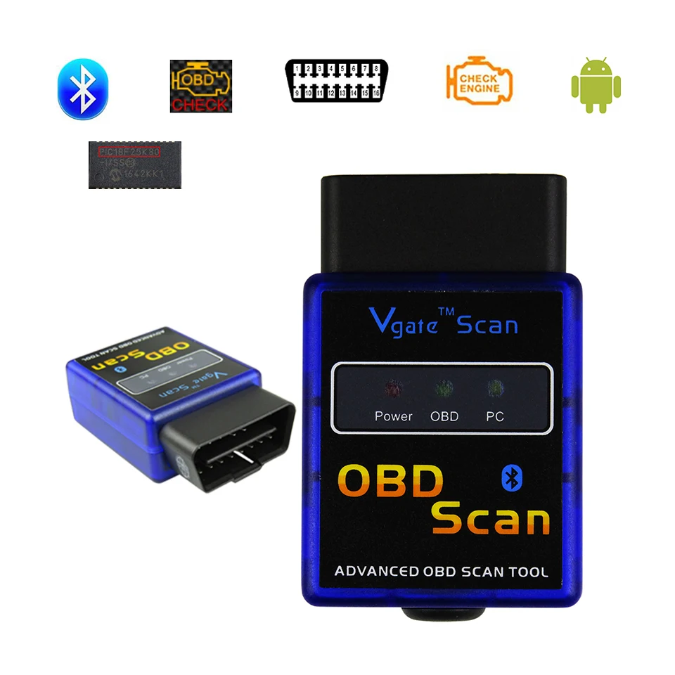 Диагностический сканер кодов Vgate ELM327 Bluetooth V1.5 OBD2 для Android ELM 327 V 1 5 bluetooth ODB