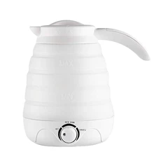 Travel Electric Foldable Kettle, 600Ml Food Grade Silicone Folding Kettle for Home Outdoor Camping Hiking Eu Plug