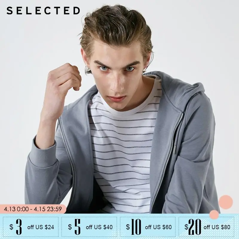 

SELECTED mens spring embroidery leisure hoodies| 41914D501