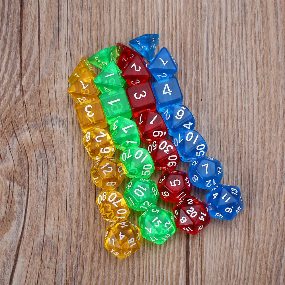 7Pcs Gem Transparent Dice RPG Games Party KTV For Families Friends Adults
