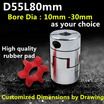 

1Pcs 10/12/14/15/16/17/18/19/20/22/24/25/27/28/29/30mm D55mm L80mm Motor Flexible Plum Coupling Shaft Coupler