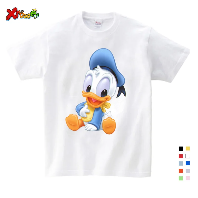 

Leisure Time Kids T-shirt 2019 Summer Short Sleeve Tshirts Donald Duck Mickey Mouse Cartoon Designer Tops Children Clothing Girl