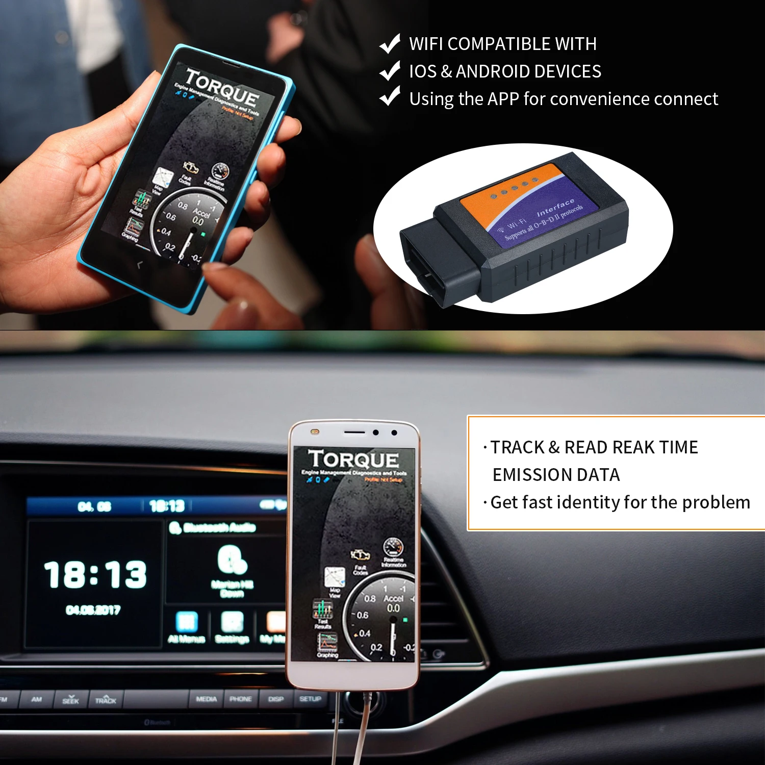 Wi-Fi O-B-D2 O-B-D-II автомобильный диагностический сканер Мини-код считыватель сканер адаптер Диагностический Инструмент совместим с iOS и Android
