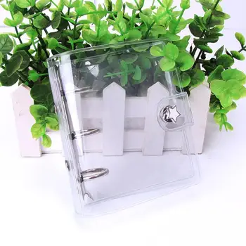 

Transparent PVC 3Holes Loose Leaf Binder Notebook Cover Mini Creative Planner With Back Pocket Diary Stationery Loose-leaf book