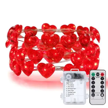 

Fairy String Lights Battery Operated Red Heart Shaped Twinkle Fairy Lights with Timer 6.5 ft 30 LEDs Decorative lights for Bedro