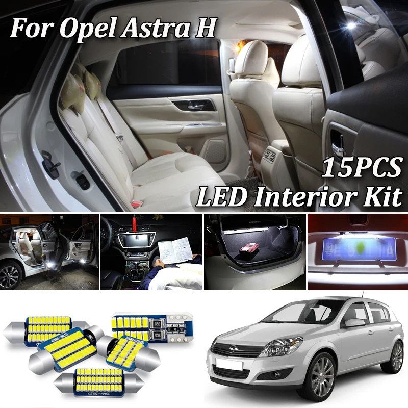 Светодиодный светильник для салона Vauxhall Opel Astra H OPC GTC без ошибок Canbus 15 шт. комплект