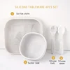 2022 New Children's Tableware Food Supplement Bowl BPA Free Waterproof Tableware Square Plate With Leakproof Spoon Fork 5