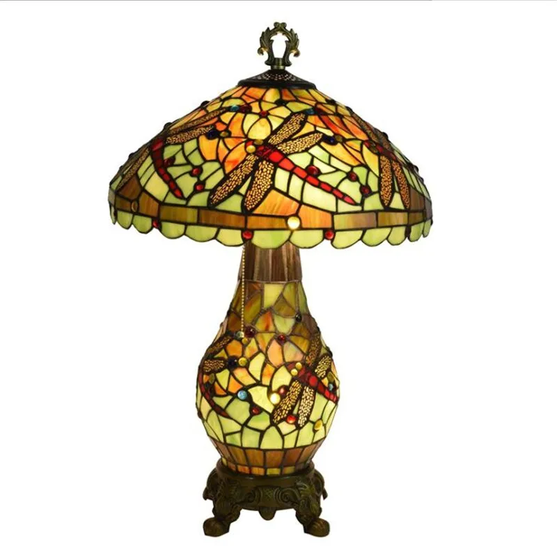 

Classical European Foyer Table Lamp Tiffany Vintage Dragonfly Large Light Apartment Country Desk Reading Light 1193