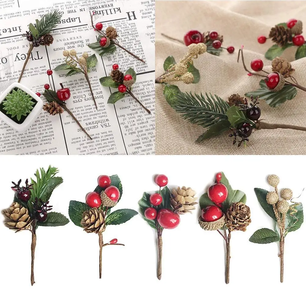 

Christmas Pine Needles And Fruit Branches Plastic Dried Bag Card Tote Accessories Flower Handmade Box Greeting Diy R2R9