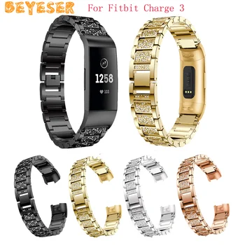 

Metal Watches Bands Smart Accessories For Fitbit Charge 3 Smart Watch Band Adjustable Bracelet Replacement Watch Strap Diamond