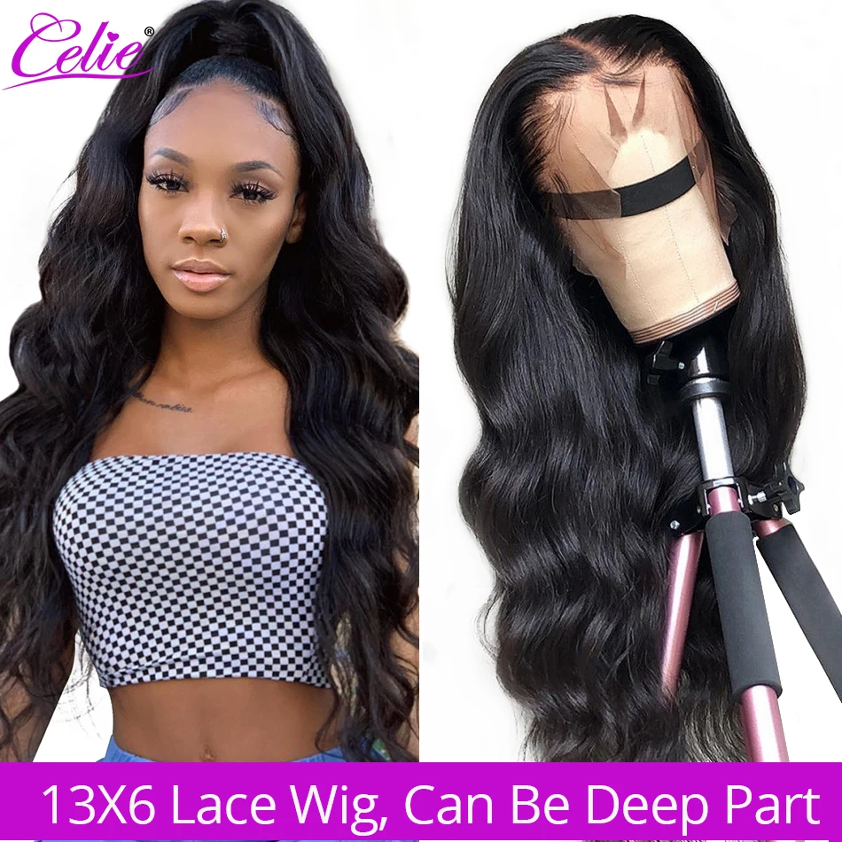 

Celie 13x6 Body Wave Wig Lace Front Human Hair Wigs 250 Density Remy Brazilian 360 Lace Frontal Wig Pre Plucked With Baby Hair