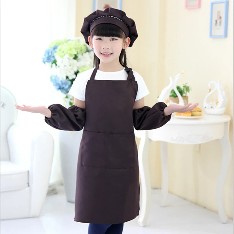 Coffee Apron Детский фартук нарукавник шапка платок детский сад кухня Выпечка живопись для приготовления пищи Ремесло Искусство нагрудники фартук рекламные фартуки - Цвет: Coffee Apron