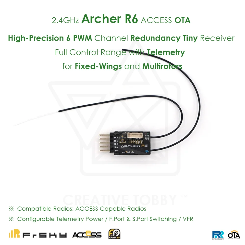 FrSky 2 4 GHz Archer R6 доступ OTA Телеметрия Redundancy приемник с 6 PWM серворазъемами для