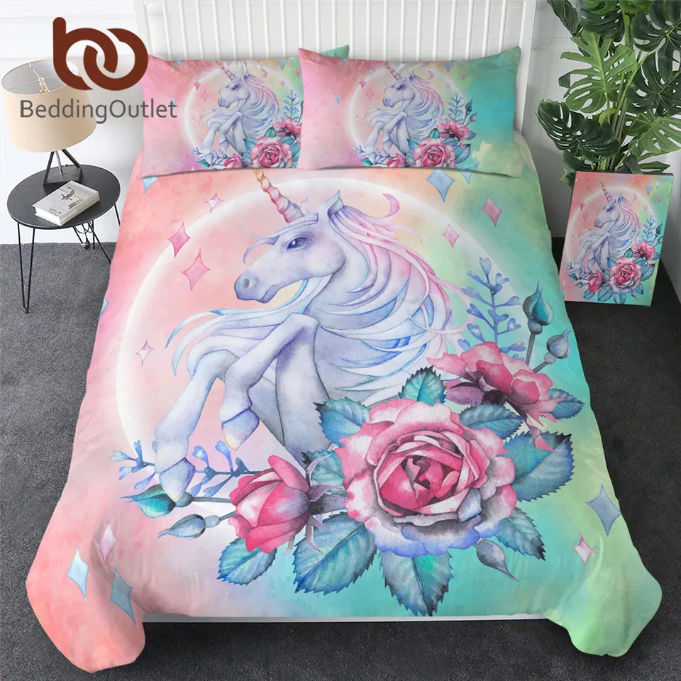 BeddingOutlet Set tempat tidur Unicorn anak-anak, Set selimut