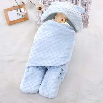 

Baby Blanket Warm Cartoon Ears Toddler Envelope Comfortable Flannel and Lamb Cashmere Swaddle Sleeping Bag Quilt