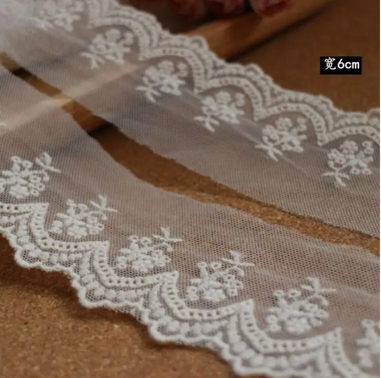 2 Meters/lot 6cm Width Handmade DIY Laciness Lace Belt Trim Embroidery Cotton Beige Lace Ribbon Fabric Accessories lace ribbon,lace sewing accessories