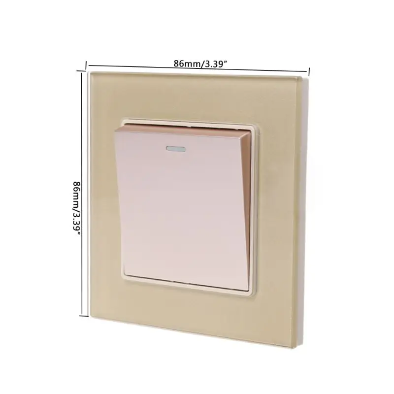 

Wall Light Switch Single-control Push Button Crystal Glass Panel Interruptor Y1QB