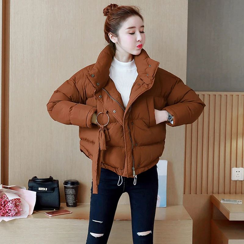 Женская короткая куртка Parkas Mujer зимняя куртка пальто модное осеннее однотонное Теплое повседневное пуховое пальто с подкладкой Женское пальто