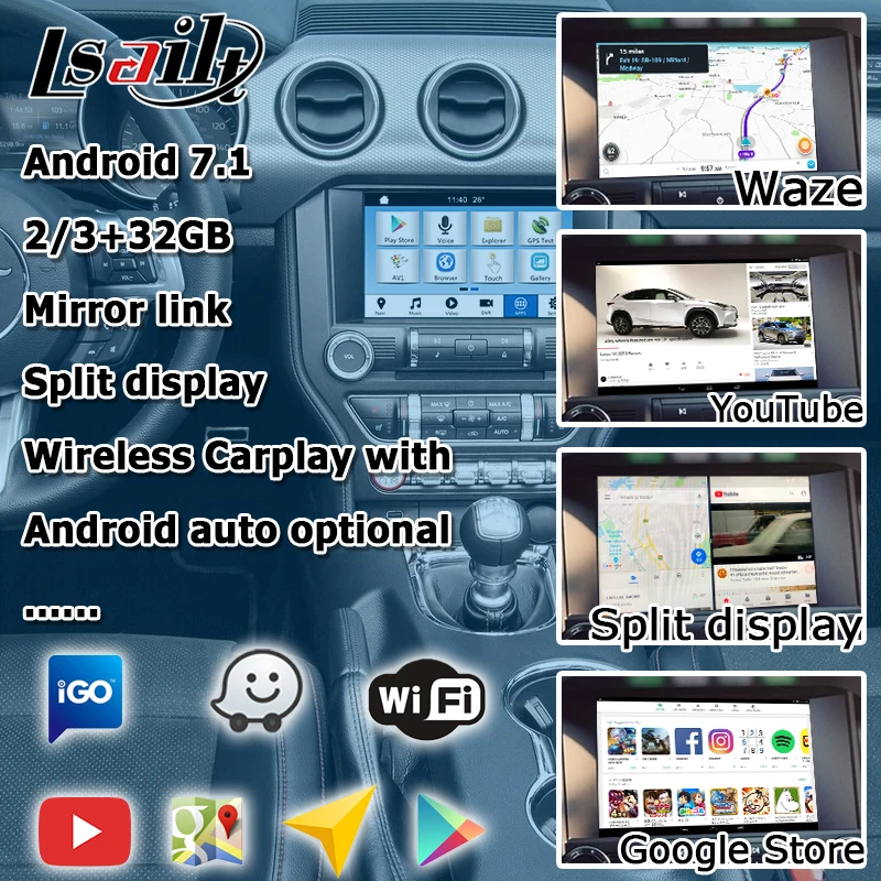 Android/carplay интерфейс коробка для Ford Mustang gps навигация видео интерфейс коробка синхронизация 3 Зеркало Ссылка youtube по Lsailt