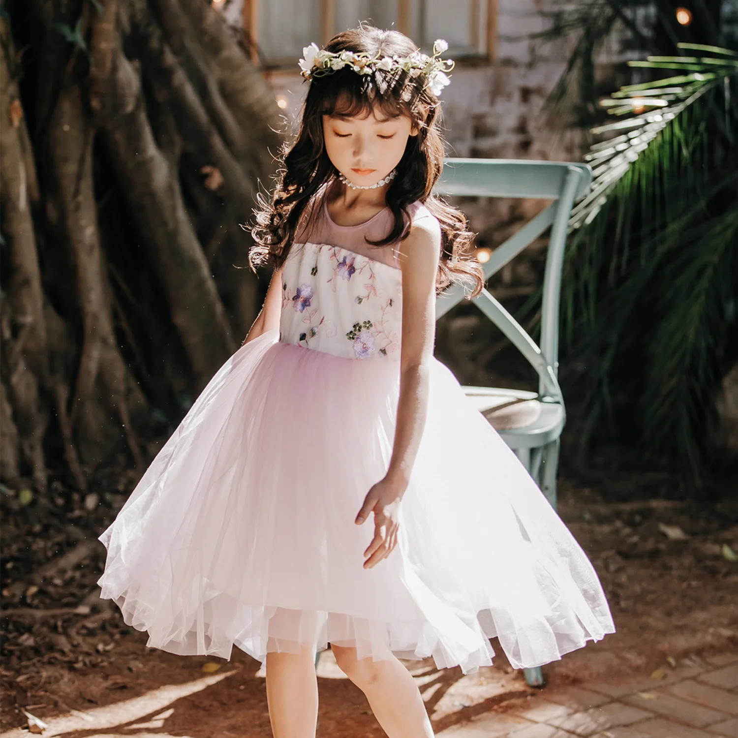 

Girls Dress Korean-style Summer Wear 2019 New Style Children Western Style Princess Skirt Little Girl Vest Formal Dress Mesh Dre