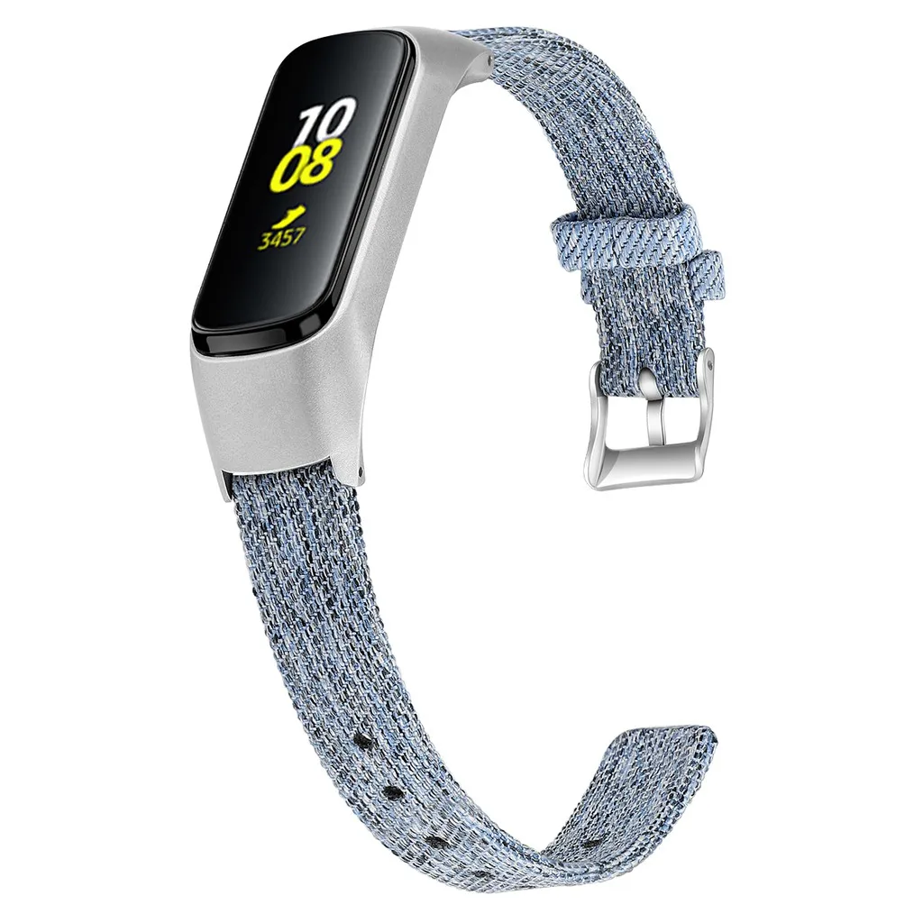 Тканевый ремешок eiEuuk для Samsung Galaxy Fit E R375 Холщовый сменный часов + металлическая