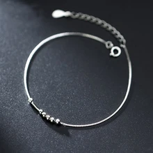 Simple Design 925 Sterling Silver Polished Bead Charm Bracelet 16.5cm Women Bracelet For Gift Girls Ladies Drop Shipping