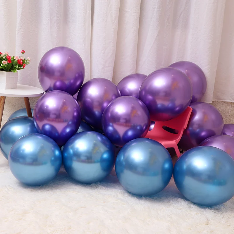 Blue purple 200 шт. 10/12 дюймов хром шары из латекса цвета металлик надувные Globos воздушный шар с гелием День рождения украшения дети балон - Цвет: Blue purple