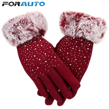 

Women Full Finger Gloves Faux Fur Thicken Winter Warm Mittens Female Cashmere Gloves Hand Warmer Guantes