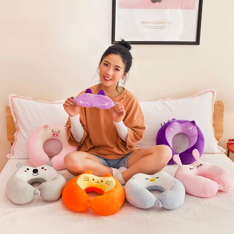 

Cartoon Eye Patch Neck Pillow U-Shaped Car Mounted Neck Pillow Pp Cotton High Quality Pillow Travel Pillow Office Supplies