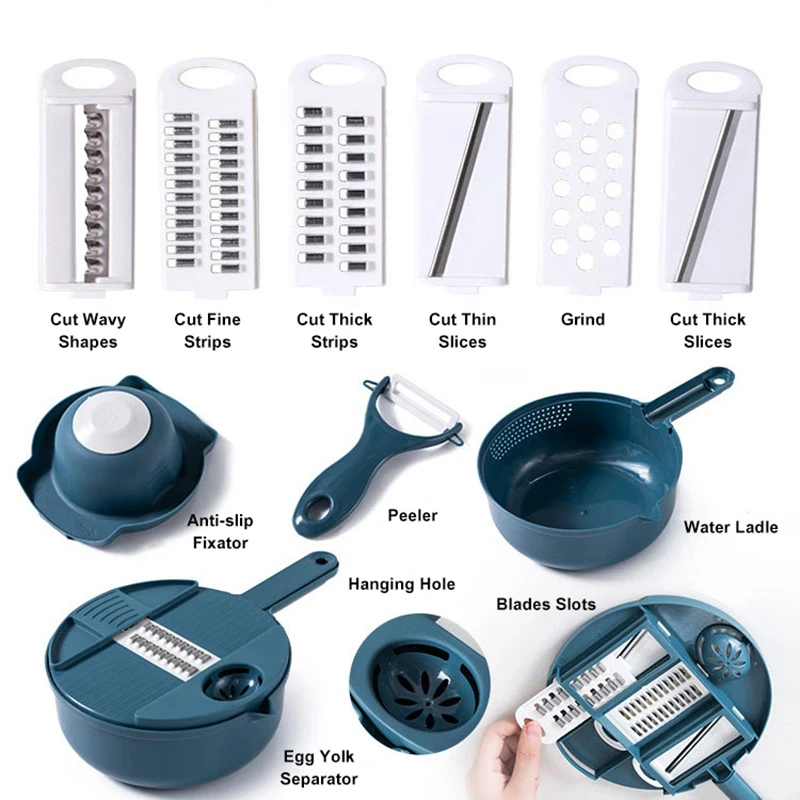 Kitchen Tools Vegetable cutter 12-piece set household potato radish grater kitchen slicer Radish Rotating Shredder Grater | Дом и сад