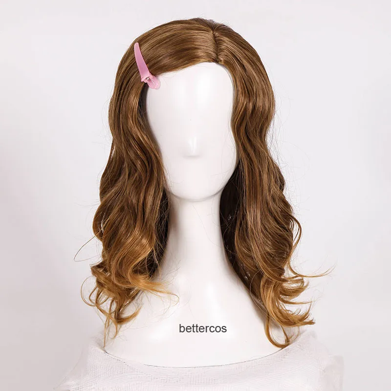 

Hermione Jean Granger Cosplay Wig Styled Brown Curly Side Parting Heat Resistant Synthetic Hair Wigs + Wig Cap
