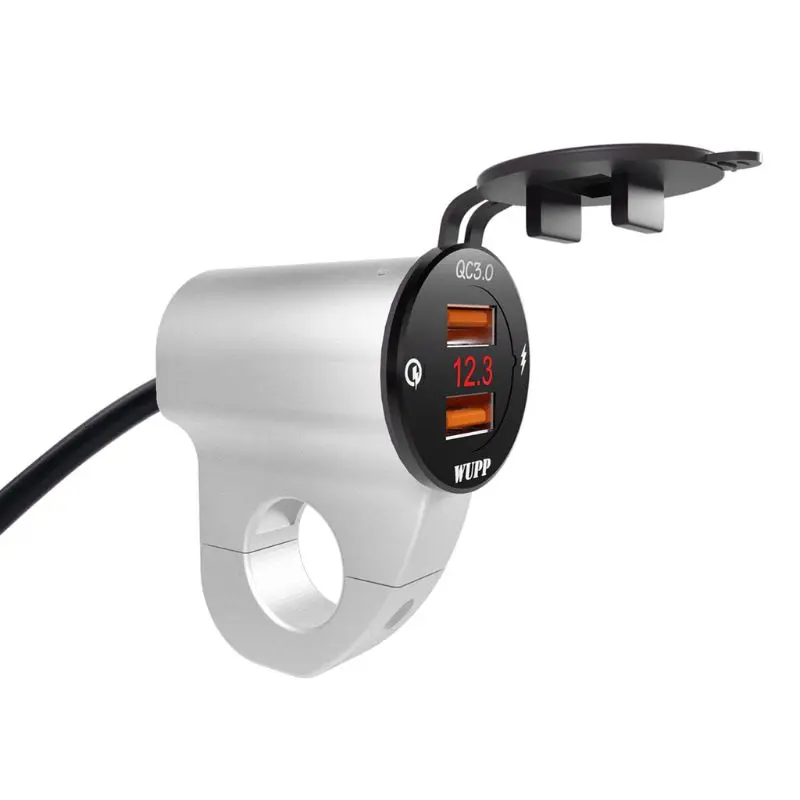 Металлический 12V мотоциклов Водонепроницаемый QC3.0 Dual USB быстрой Зарядное устройство Светодиодный переключатель вольтметра для телефонов gps Камера навигации