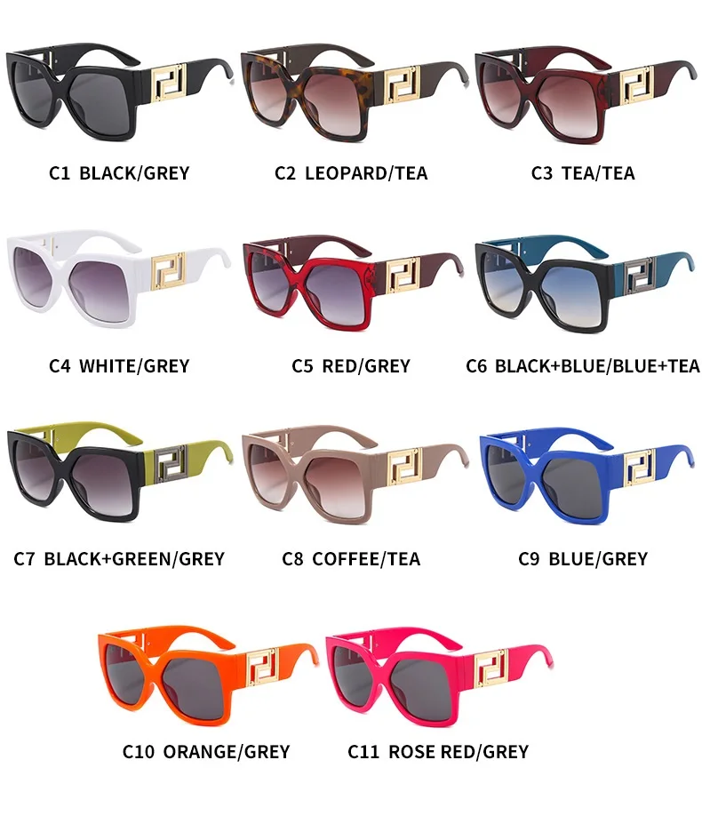 2021 New Fashion Brand Square Sunglasses For Women Vintage Oversized Graident Cat Eye Sun Glasses Female Black Leopard Men Shade big sunglasses for women