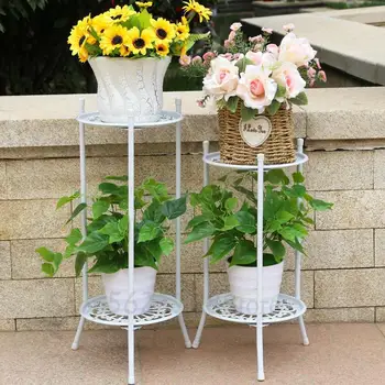 

multi-layer wrought iron flower stand balcony floor green orchid pot rack European style living room indoor flower shelf
