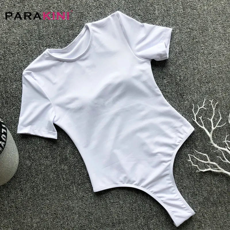 PRAKINI цельный купальный костюм плотная одежда для купания женская рубашка с коротким рукавом боди эластичный купальник Топы Футболки Повседневная одежда топы - Цвет: NO12
