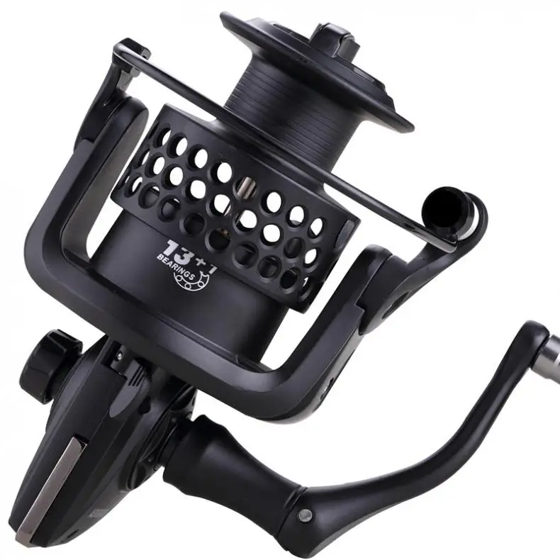 2000 Series 13+1BB 5.2:1 Metal Spinning Fishing Reel Hollow Out Spool Giving Spare Nylon Line Cup Spinning Fishing Reels
