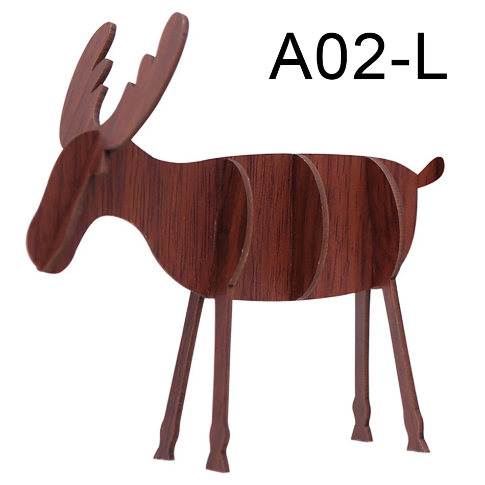 SEAAN Wood Christmas Elk Deer Ornaments Xmas Tree Hanging Desktop Decoration Gift Top Xmas Table Decoration