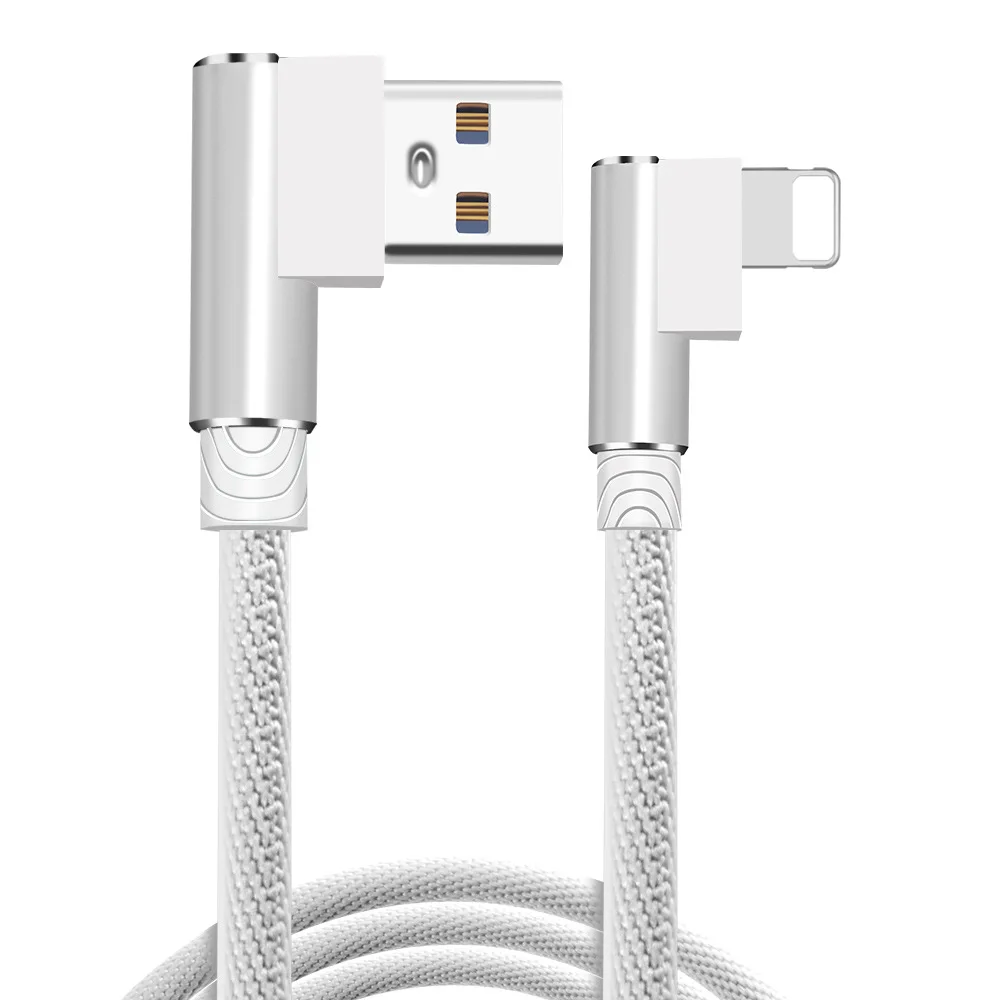 OneVan Micro USB кабель для телефона зарядный шнур 90 градусов локоть 2.4A Быстрый usb type C провод для Iphone 7 6S Android samsung телефон - Цвет: Silver For IOS