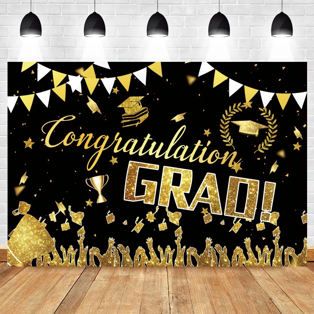 

Congratulation Graduation Party Photography Backdrop Photocall Bachelor Cap Celebration Decor Banner Dot Photophone Photo Studio