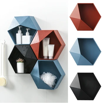 

Wall Hanging Shelf Household Storage Container Geometric Storage Rack Simple Living Room Decoration Storage Box QP2