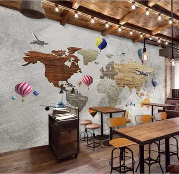 

CJSIR Customized Large Wall Painter with European Creative Airplane Balloon World Map Background Wall Painting 3d Home Wallpaper