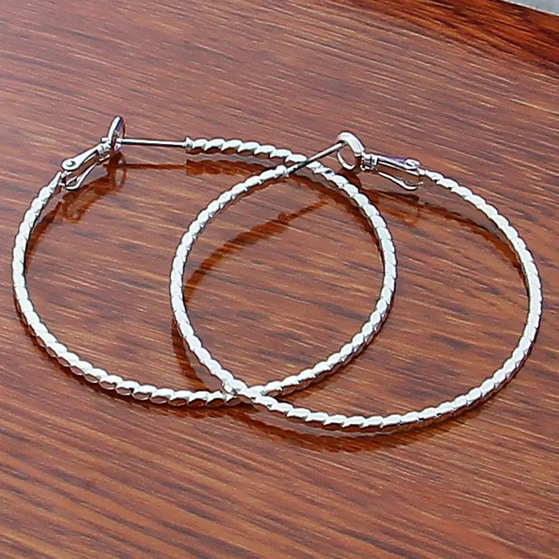 Новые трендовые 925 пробы серебряные Простые Модные круглые серьги-кольца 3,5 см/5 см для женщин, хорошее ювелирное изделие - Окраска металла: round