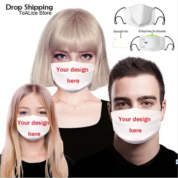 

Custom Made DIY Adult Kids Face Mask 3D Full Print Elastic Anti-Dust Reusable Masks Respirator Breathable Mouth Mask +1 Filters