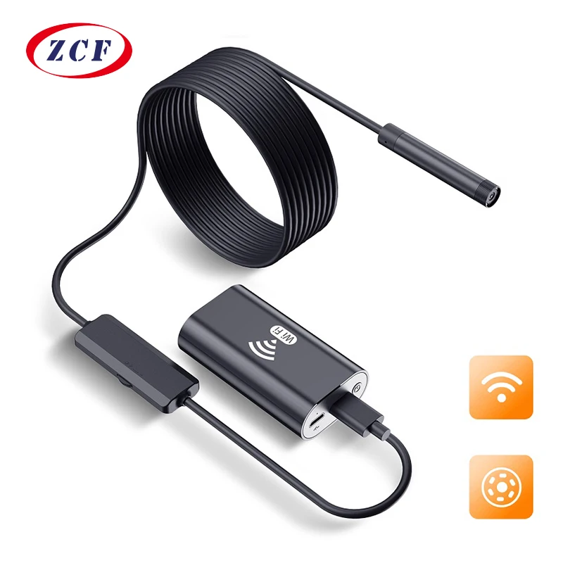 Cámara endoscópica Wifi F99 HD720P, Cable rígido suave de 8mm, 6 LED, IP67, boroscopio de inspección de coche resistente al agua para Iphone, Android y Windows