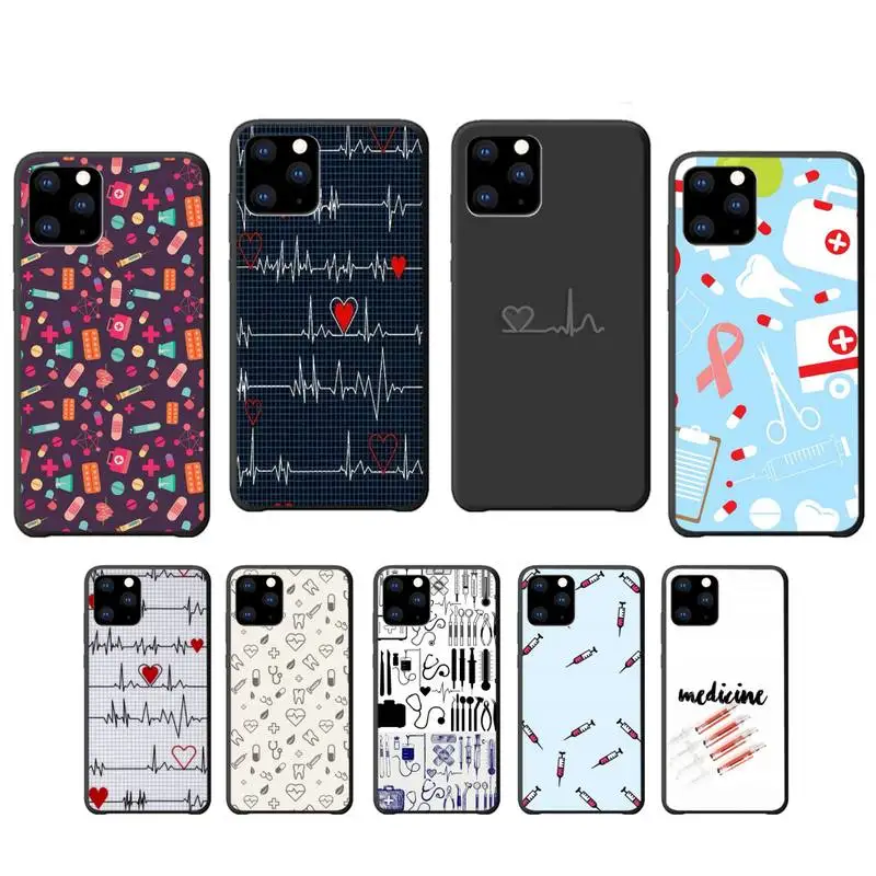 Силиконовый черный чехол для медсестры медицинской медицины Iphone Se 2020 6 6s 7 8 Plus X Xs