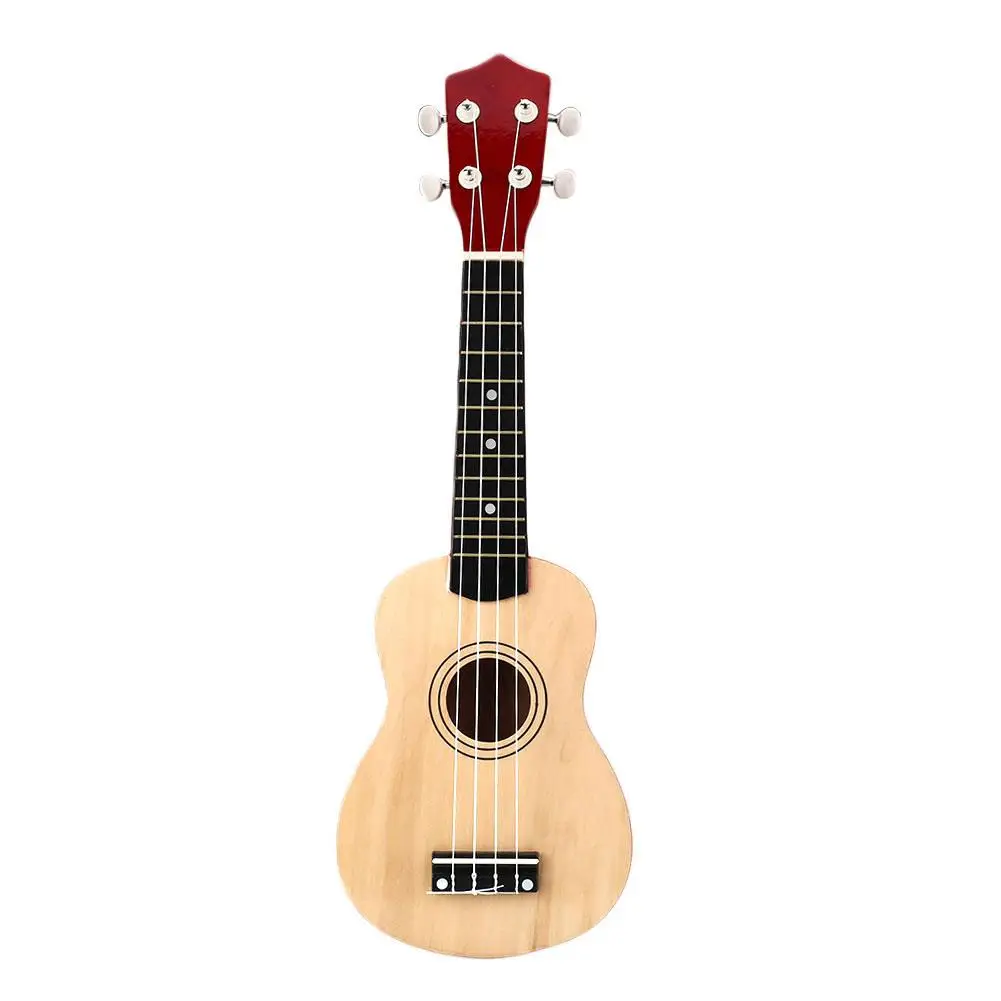 Wooden Small Guitar Ukulele 21" Wood Musical Instrument Hawaiian Uke Ukelele 4 Strings Soprano